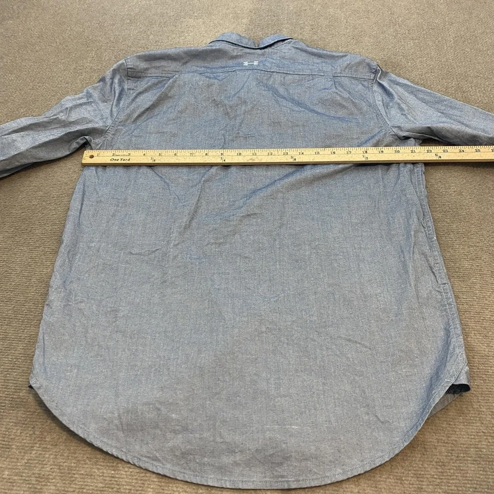 Under Armour Shirt Mens Large‎ Blue Chambray Long Sleeve Button Front Casual